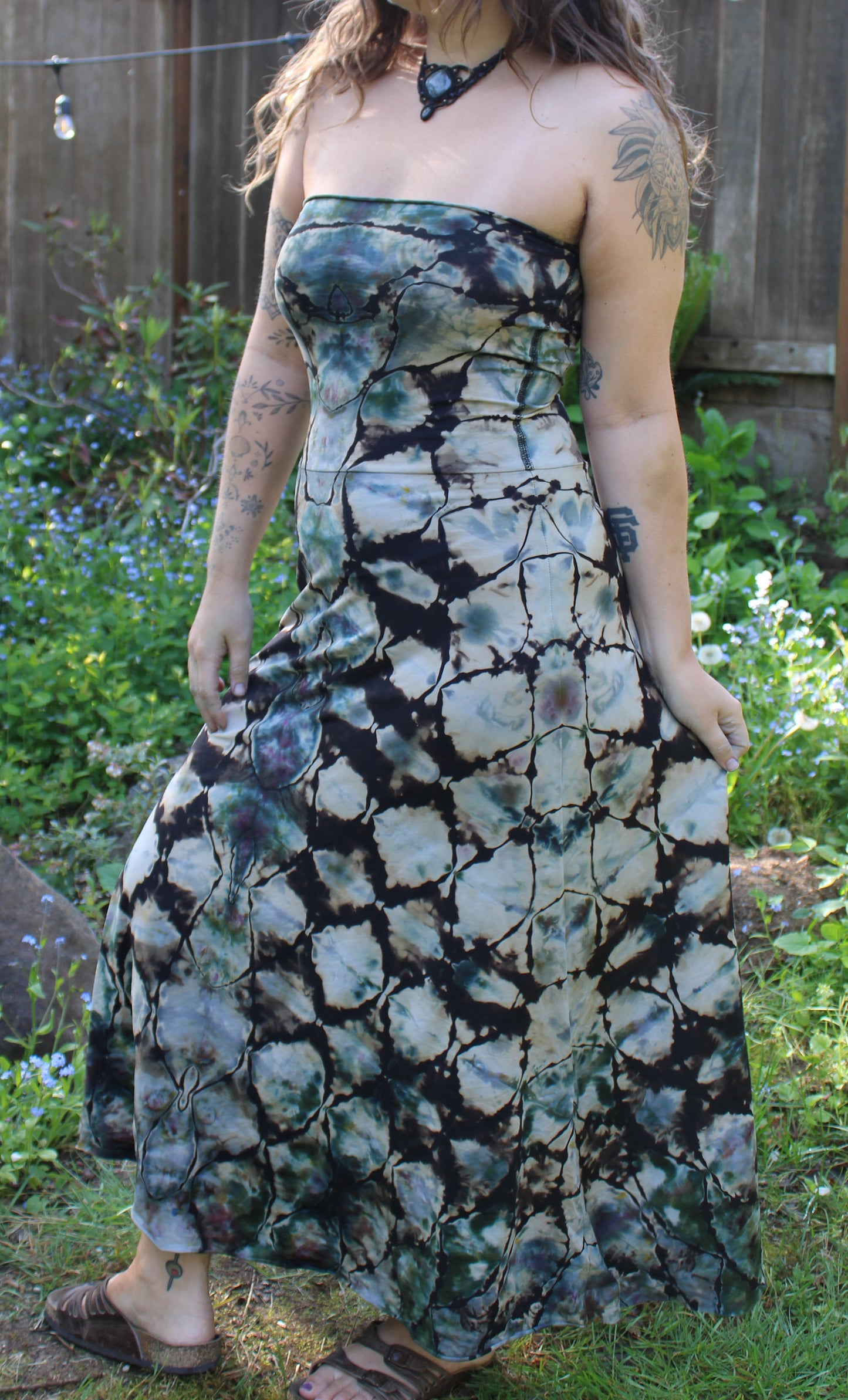 "Skull and Crossbones" - Reverse Dyed Maxi Skirt/Dress