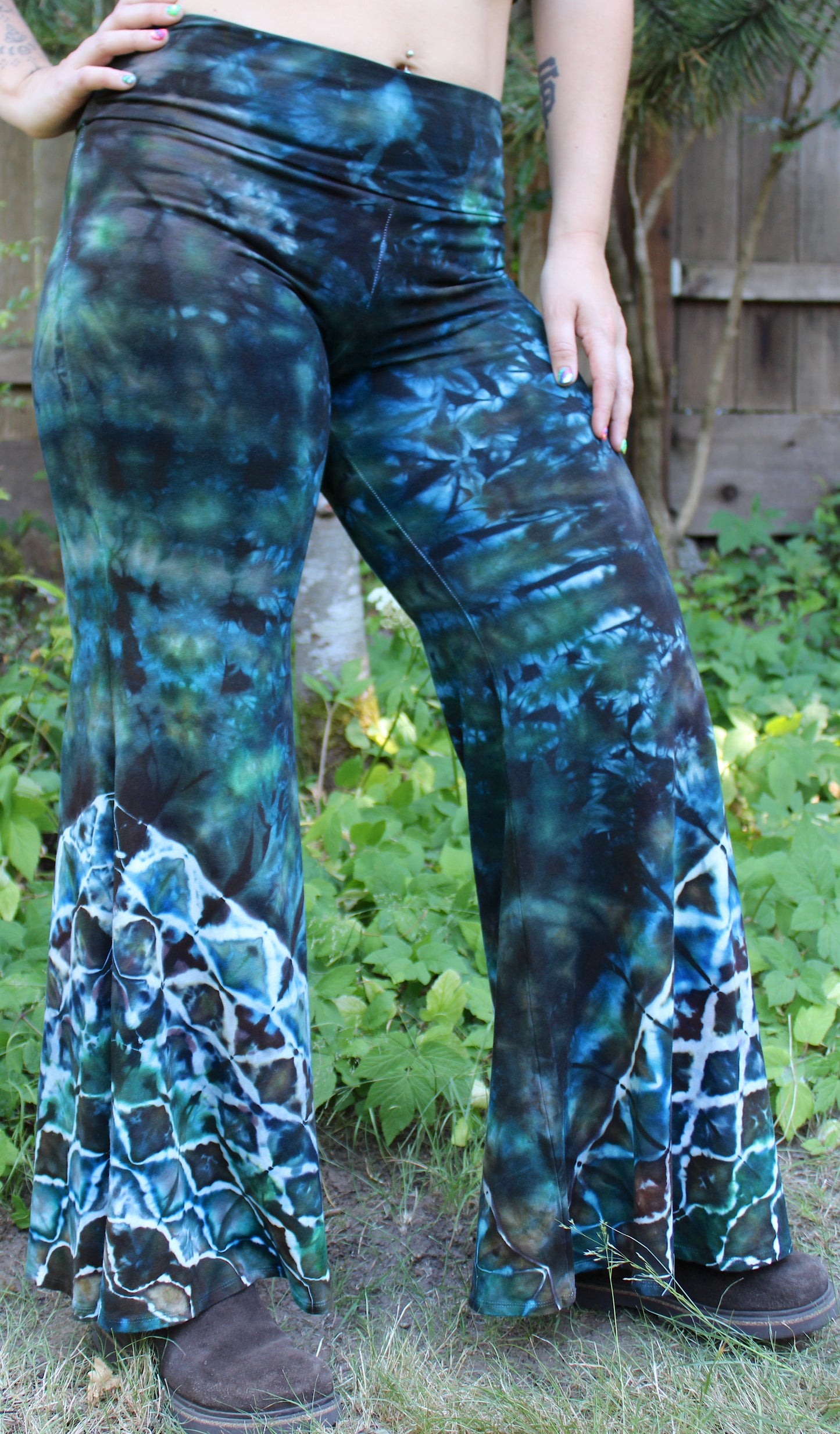 L - "Sublime Seas" High Waist Big Bell Bottoms