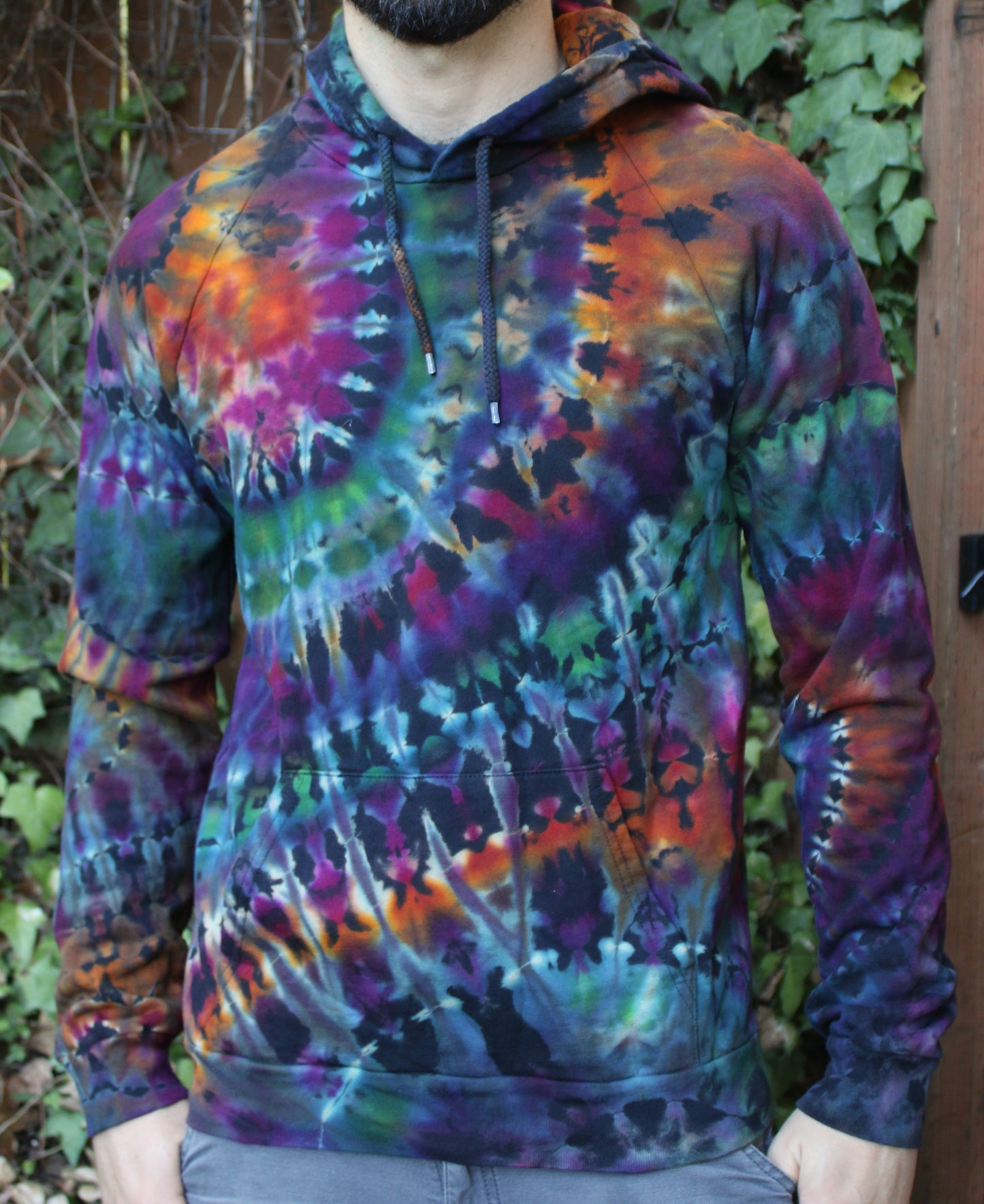 M - "Deep Rainbow" Reverse Dye Pullover Hoodie