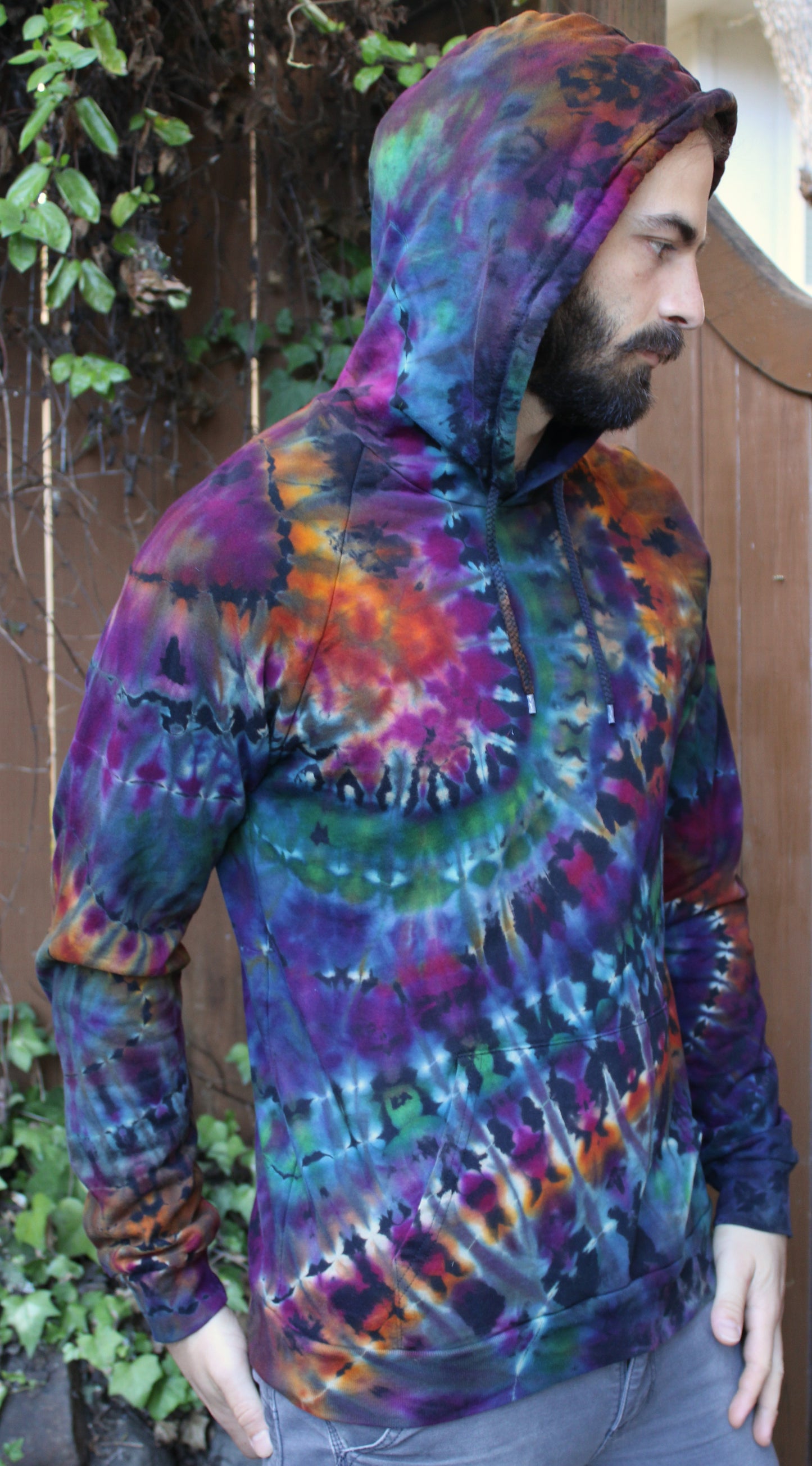 M - "Deep Rainbow" Reverse Dye Pullover Hoodie