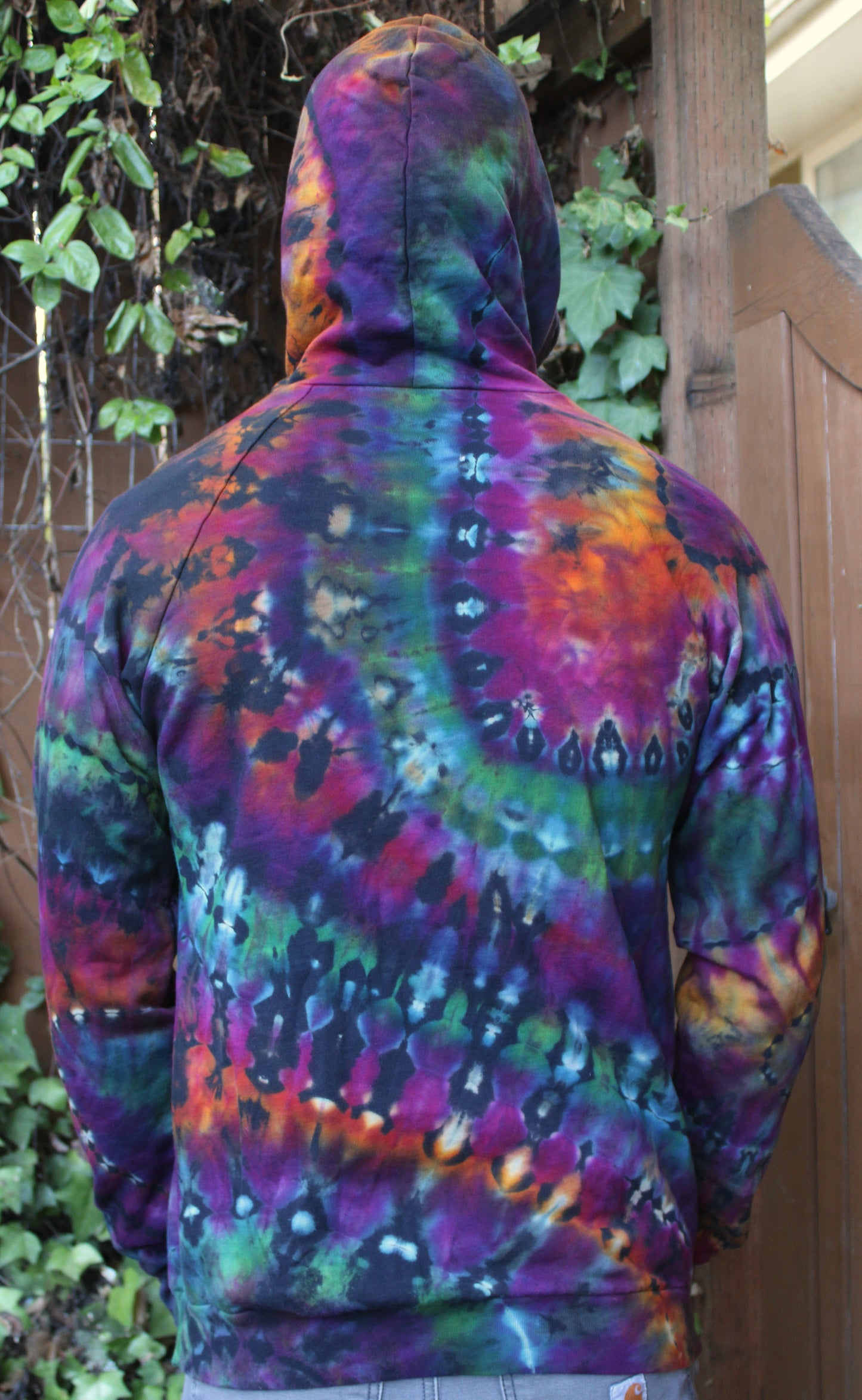 M - "Deep Rainbow" Reverse Dye Pullover Hoodie