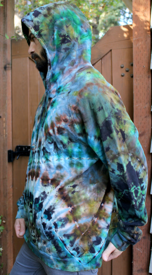 2XL - "Energy of the Forest"  Reverse Dye Pullover Hoodie