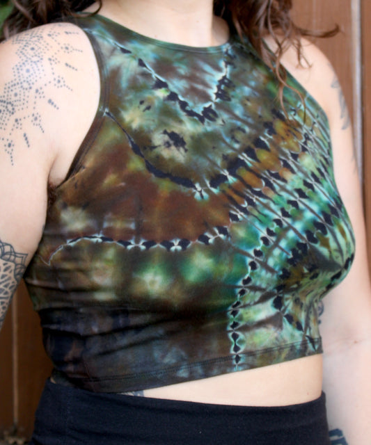 L - "Earth Waves" Reverse Dyed Crop Tank