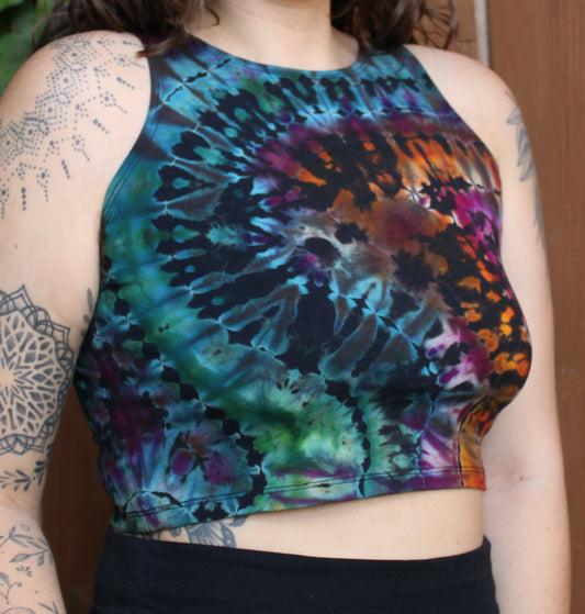 XL - "Iris Drip" Reverse Dyed Crop Tank