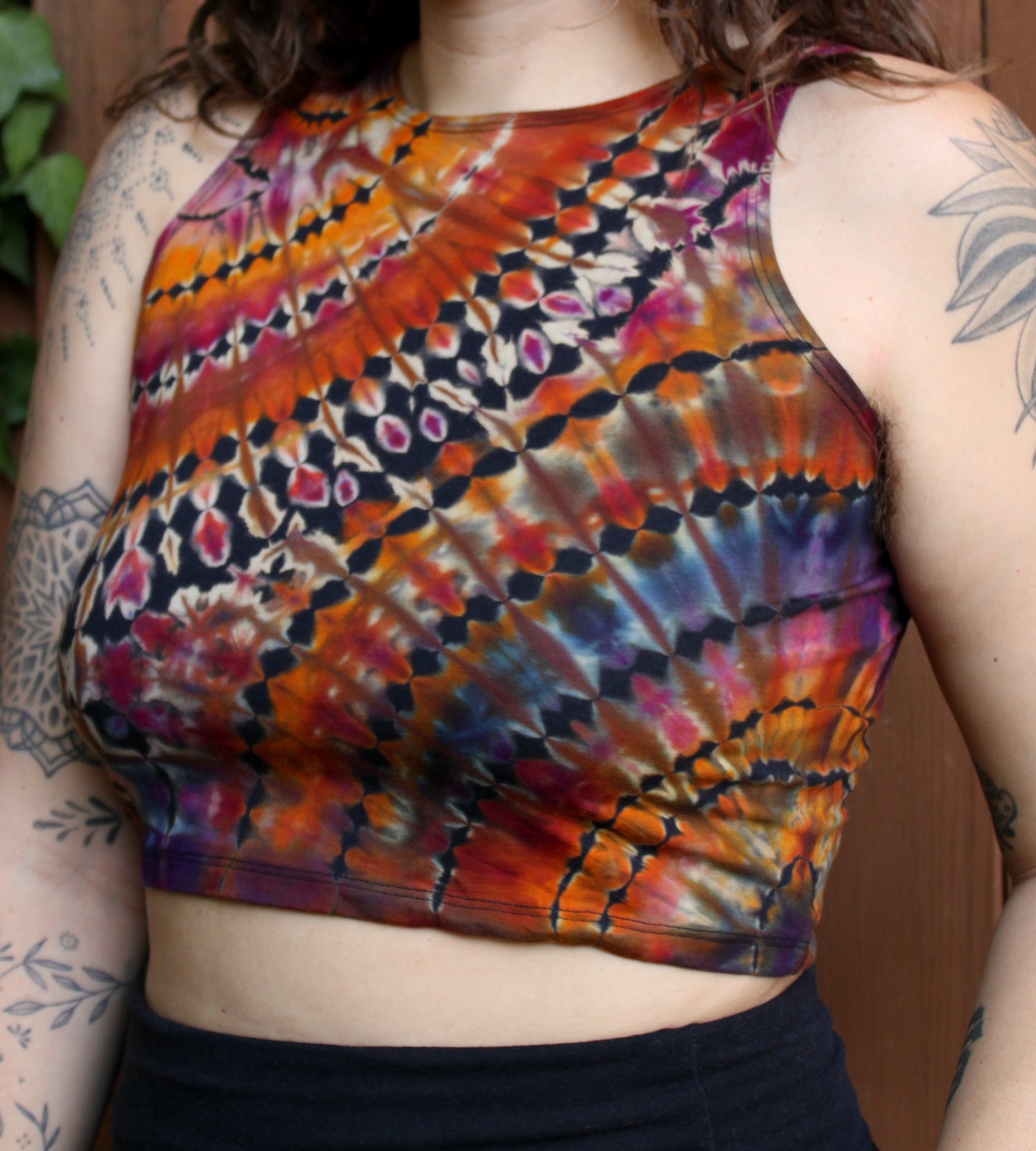 XL - "Spiked Sunset" Reverse Dyed Crop Tank