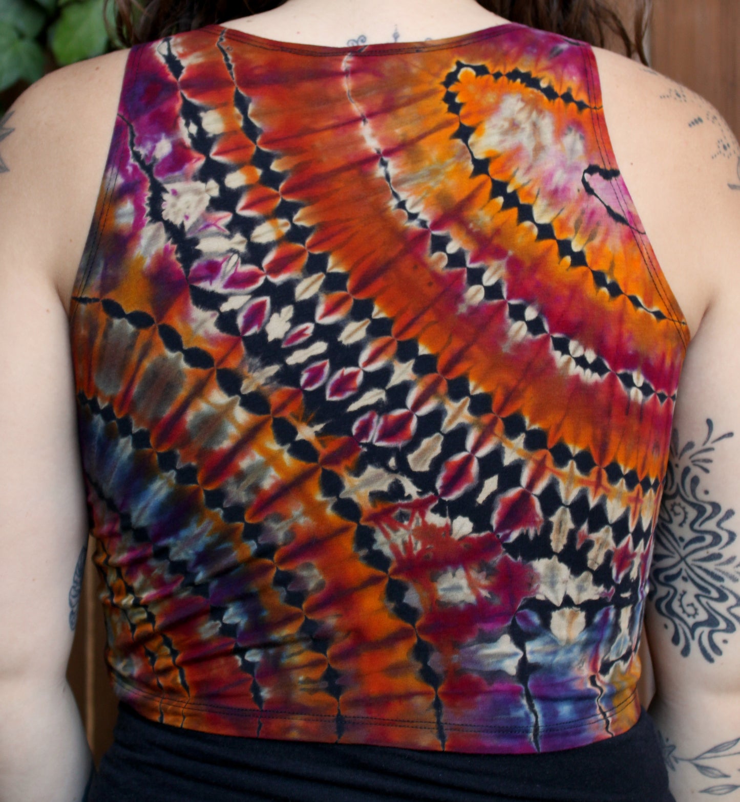 XL - "Spiked Sunset" Reverse Dyed Crop Tank