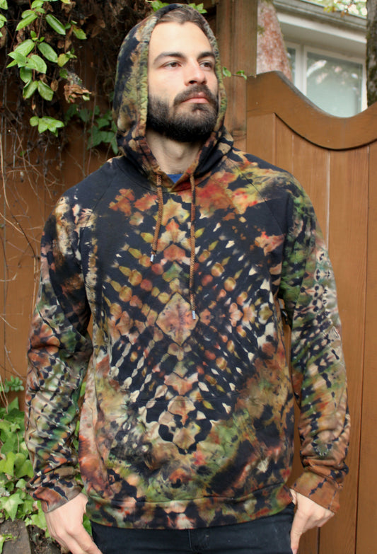 L - "Pinecone Passage"  Reverse Dye Pullover Hoodie