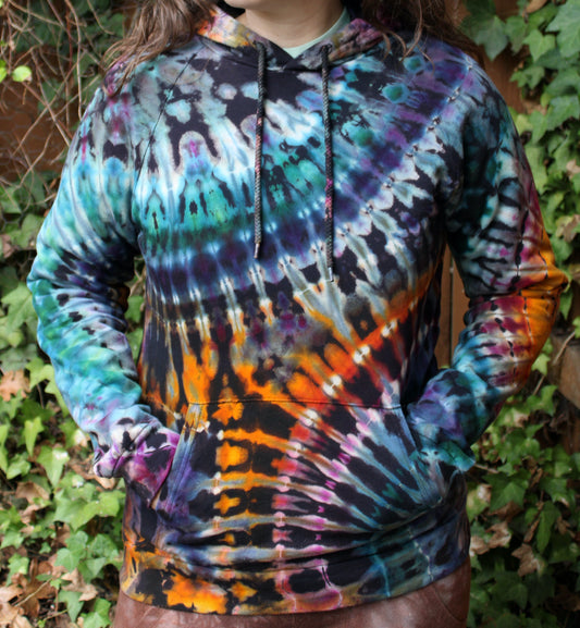 S - "Sunburst Galaxy" Reverse Dye Pullover Hoodie