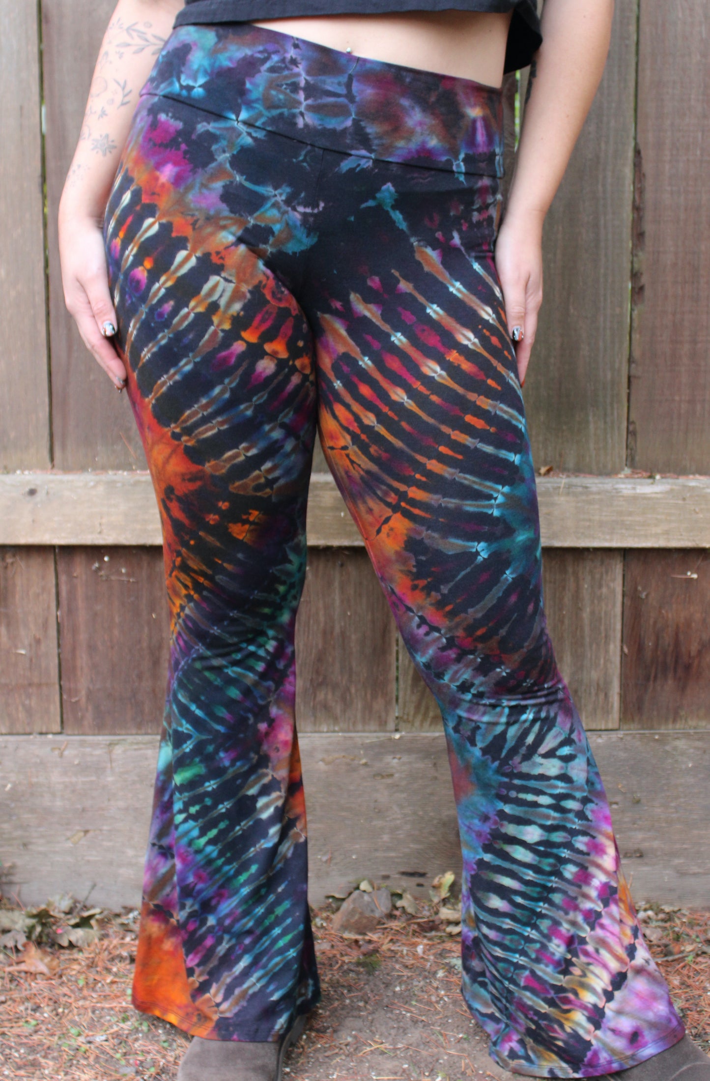 L - "Hypnotic Glow" Reverse Dyed Slim Bell Bottoms