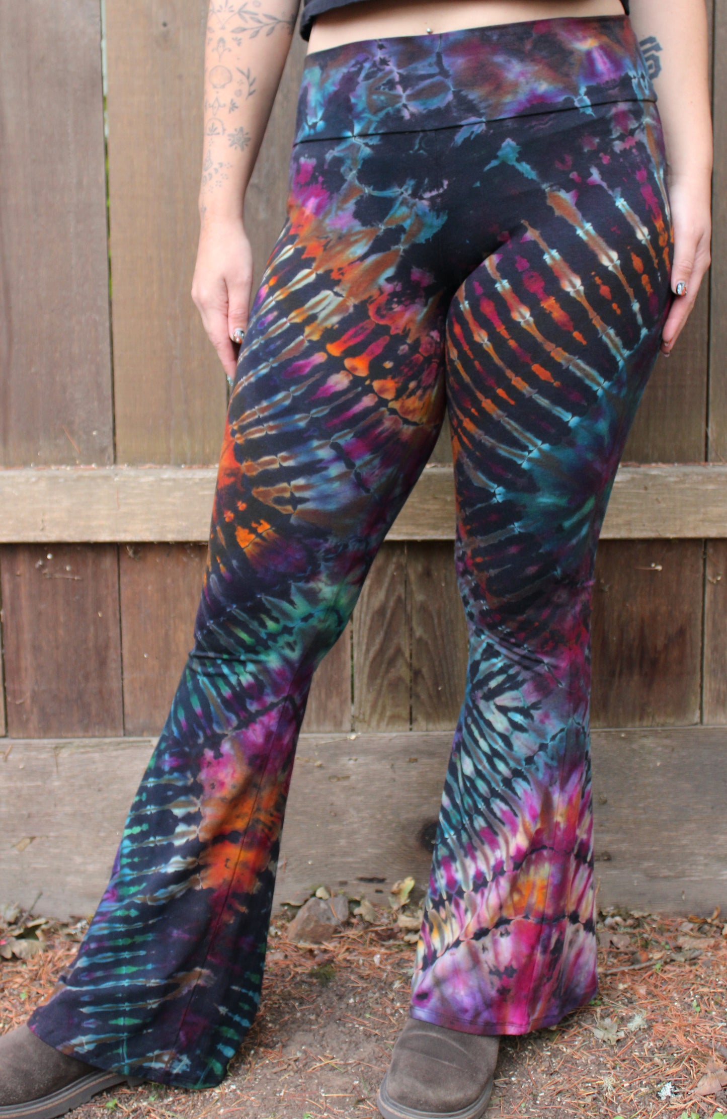 L - "Hypnotic Glow" Reverse Dyed Slim Bell Bottoms