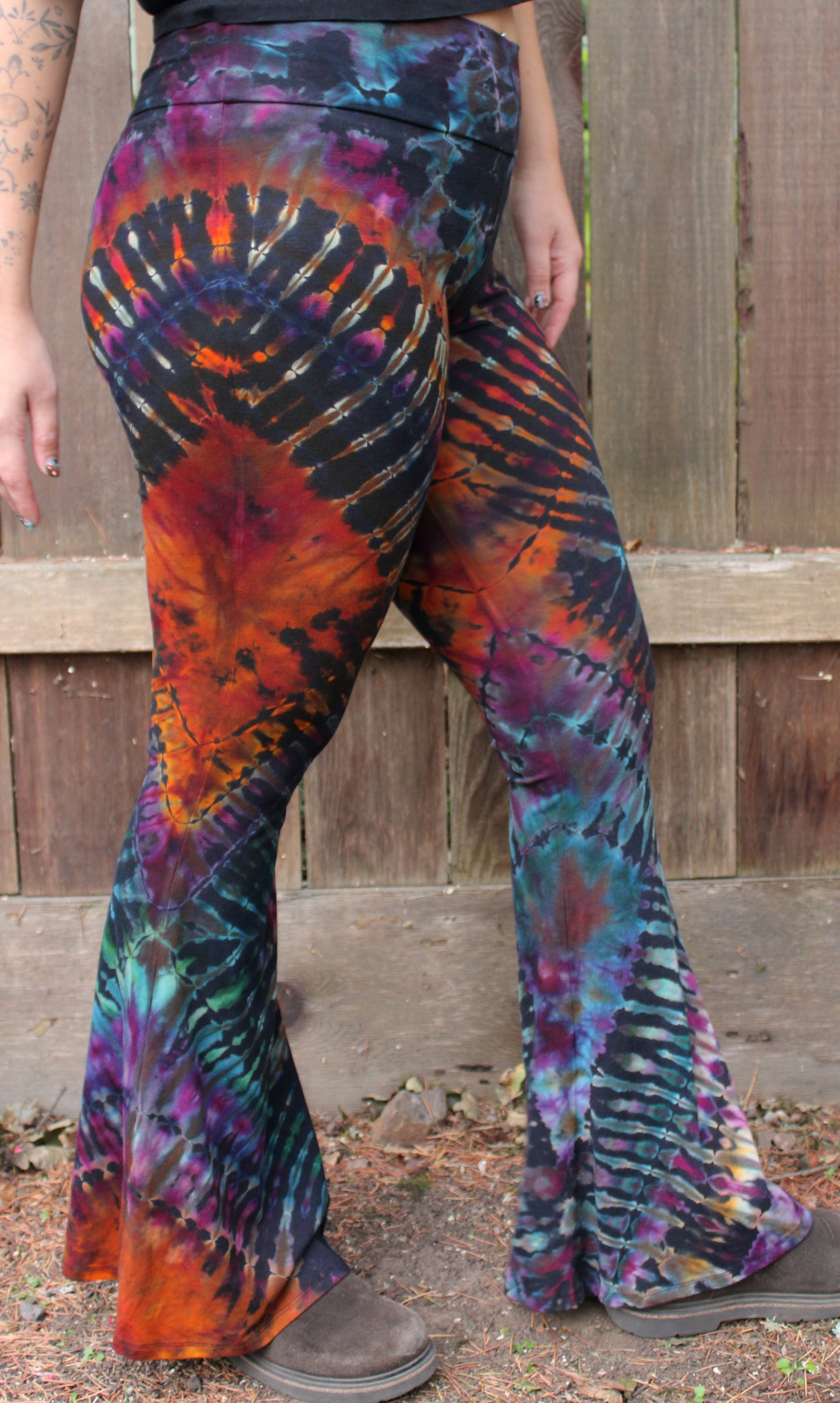 L - "Hypnotic Glow" Reverse Dyed Slim Bell Bottoms