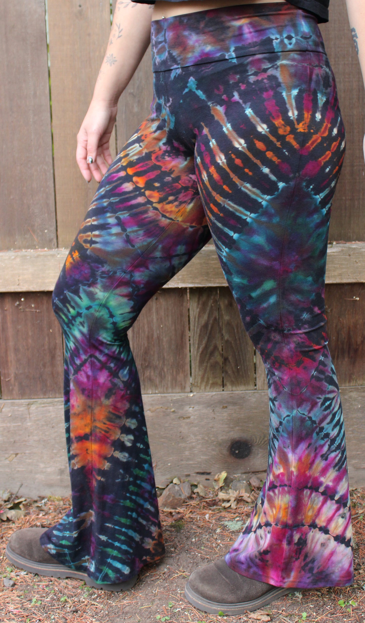 L - "Hypnotic Glow" Reverse Dyed Slim Bell Bottoms