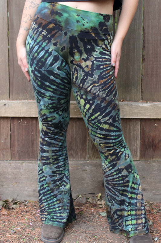 L - "Wicked Woods" Reverse Dyed Slim Bell Bottoms