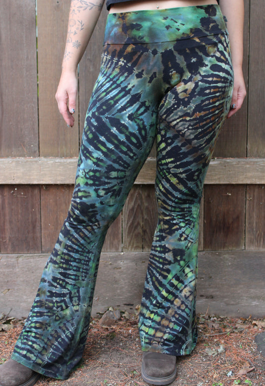 L - "Wicked Woods" Reverse Dyed Slim Bell Bottoms