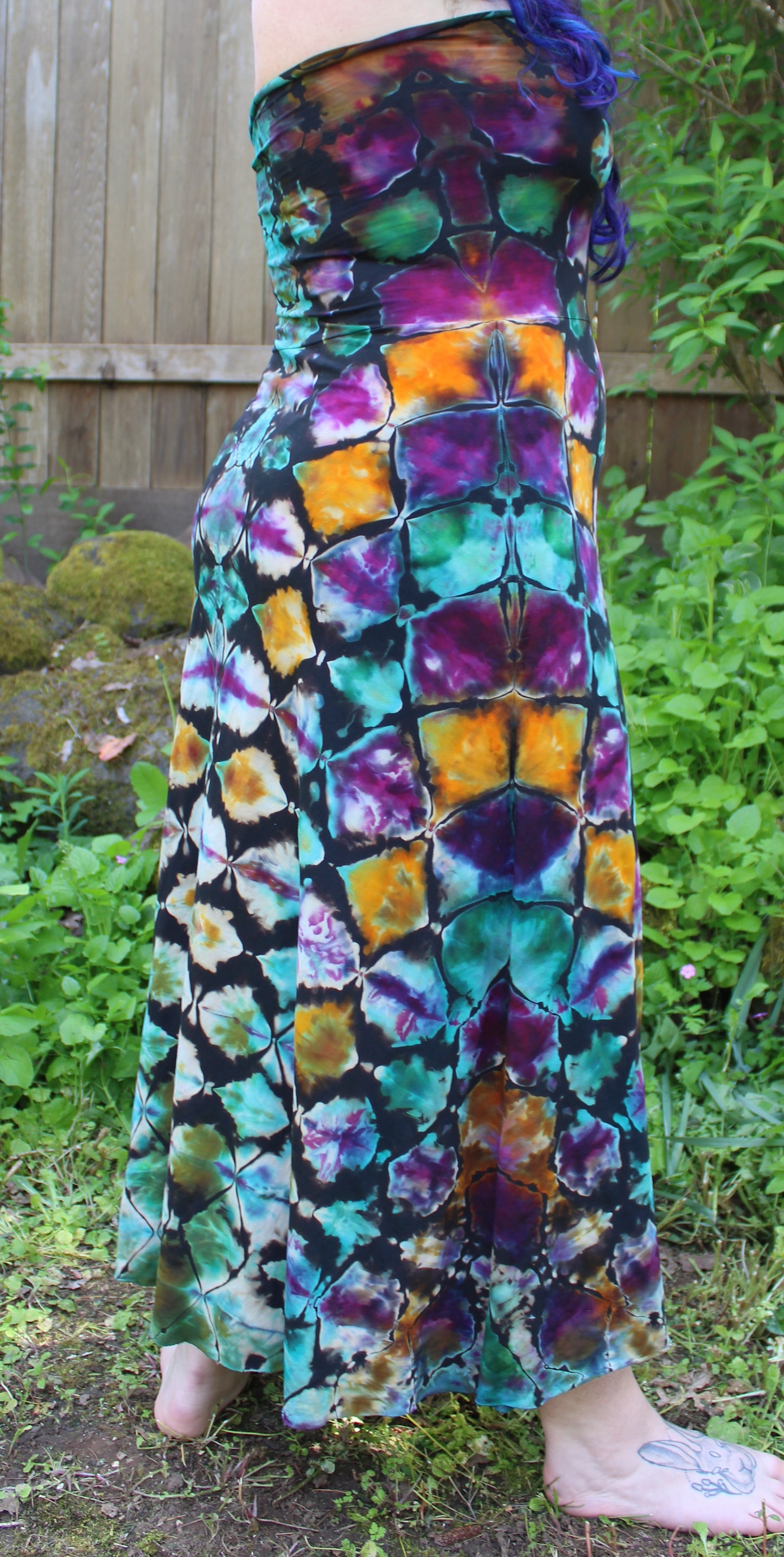 "Kaleidoscope" - Reverse Dyed Maxi Skirt/Dress