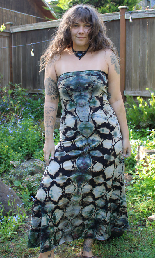 "Skull and Crossbones" - Reverse Dyed Maxi Skirt/Dress