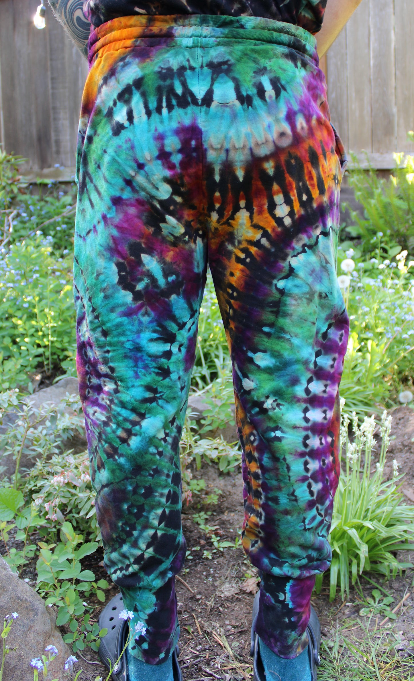 L - "Funky Blues" Reverse Dye Joggers
