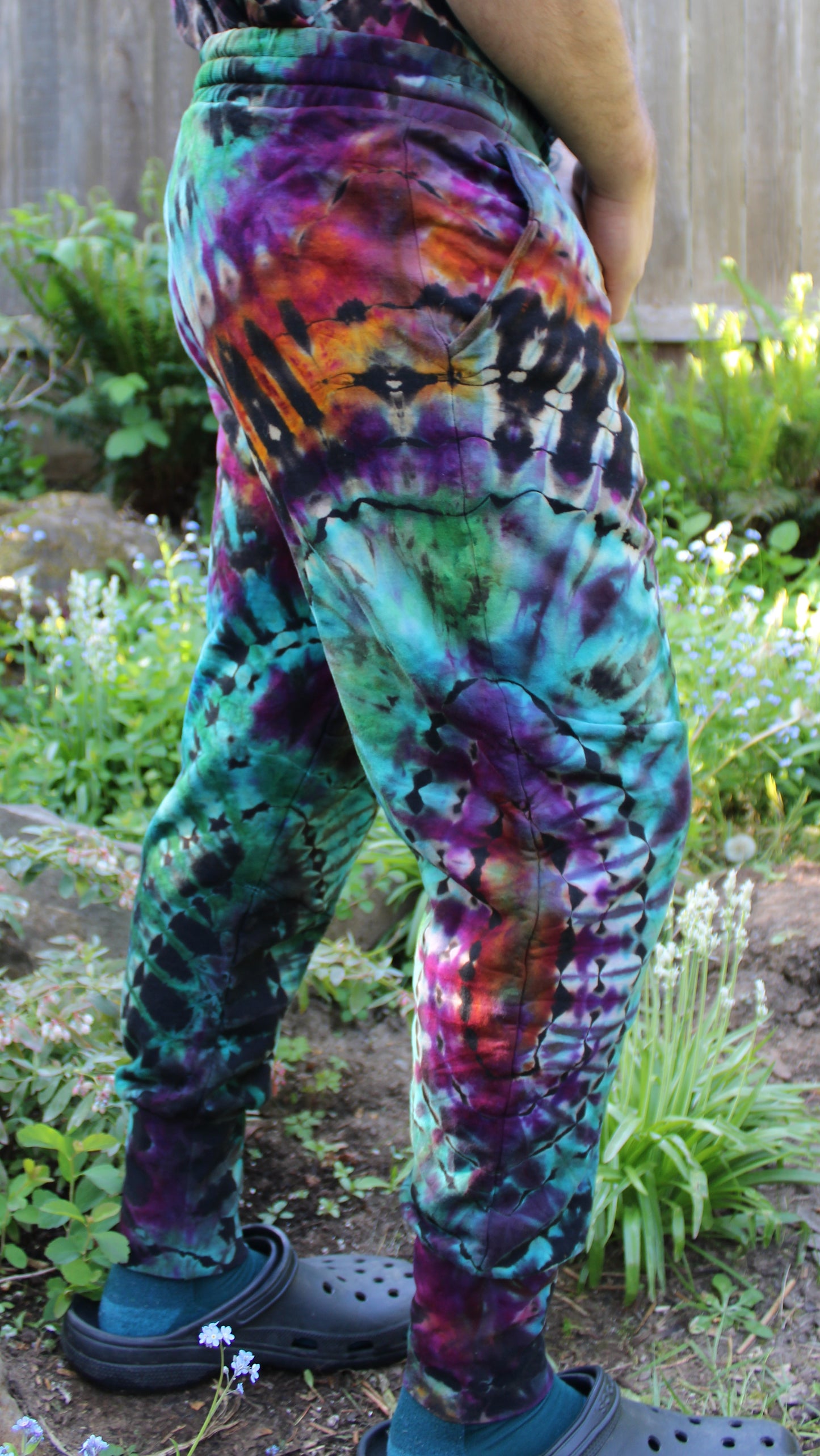 L - "Funky Blues" Reverse Dye Joggers