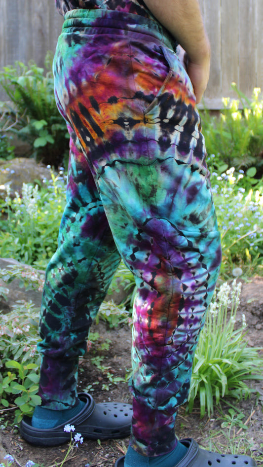 L - "Funky Blues" Reverse Dye Joggers