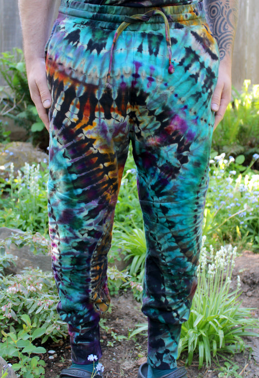 L - "Funky Blues" Reverse Dye Joggers