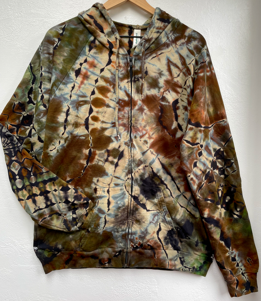 L - "Rivers of Stone" Reverse Dye Zip Up