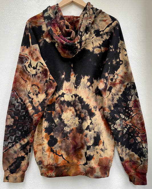 L - "Lava Crackle" Reverse Dye Pullover Hoodie